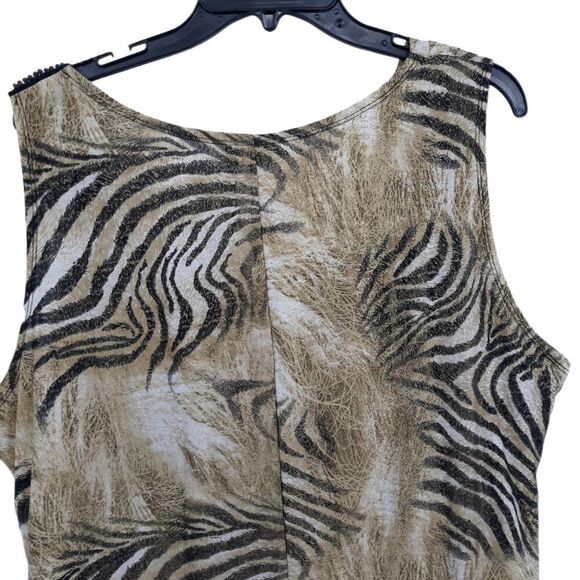 Vintage Top 3X Safari Animal Metallic Stretch Sleeveless Draped Scoop Beaded - Picture 6 of 14